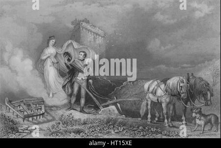 "Il genio della poesia trovare ustioni all'aratro", 1840. Artista: John Rogers. Foto Stock