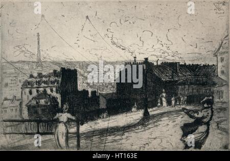 "Kite-Flyers, Montmartre', 1915. Artista: Vaughan Trowbridge. Foto Stock