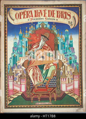 Titolo pagina del programma di Souvenir per l'opera il racconto di Tsar Saltan da N. Rimsky-Korsakov, 1928. Artista: Bilibin, Ivan Yakovlevich (1876-1942) Foto Stock