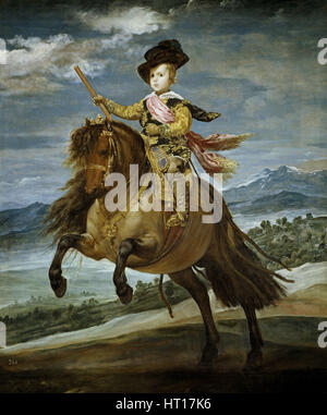 Ritratto equestre del principe Balthasar Charles, c. 1635. Artista: Velàzquez, Diego (1599-1660) Foto Stock