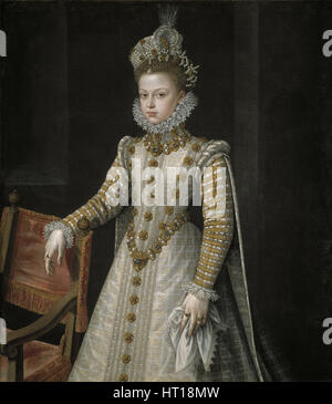 La Infanta Isabel Clara Eugenia (1566-1633), 1579. Artista: Sánchez Coello, Alonso (1531-1588) Foto Stock