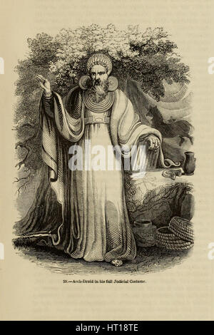 Arch-Druid nella sua piena Costume giudiziario (dal libro Old England: un museo pittorico), 1845. Artista: Anonimo Foto Stock