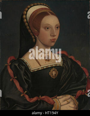 Ritratto di una giovane donna (Catherine Howard), ca. 1540-1545. Artista: Holbein Hans il giovane, officina di Foto Stock