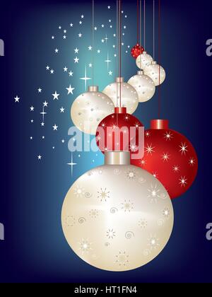 Tema Natale con colorati baubles Illustrazione Vettoriale