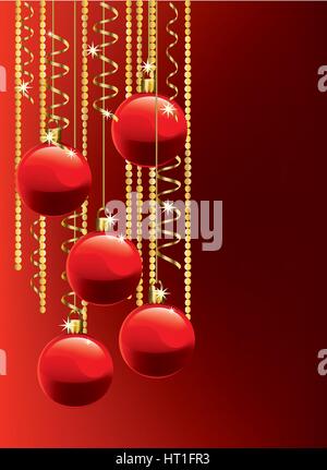 Tema Natale con colorati baubles Illustrazione Vettoriale