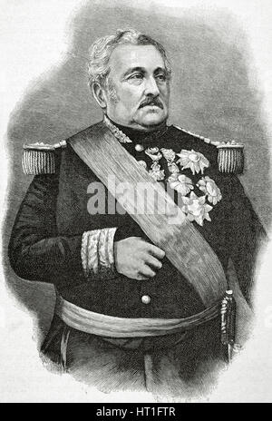 Jean-Baptiste Philibert Vaillant, 1° Comte Vaillant (1790-1872). Maresciallo francese. Ritratto. Incisione di R. Henkel. "Historia universale", 1885. Foto Stock