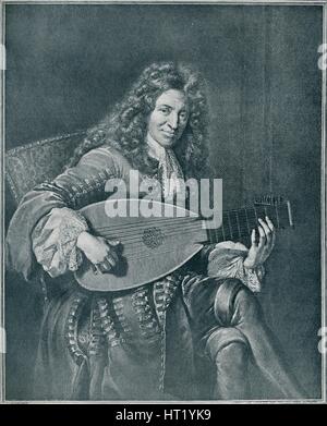 Charles Mouton, (c1626-1710). Liutista francese e liuto compositore, (1909). Artista: Gerard Edelinck Foto Stock