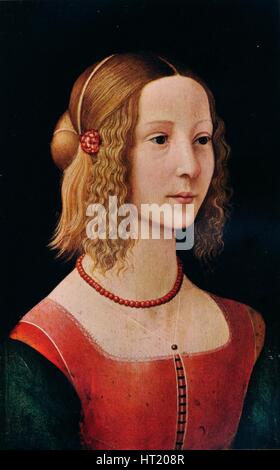 " Ritratto di una ragazza', 1490 (1930). Artista: Workshop di Domenico Ghirlandaio. Foto Stock