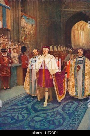 L'incoronazione del re Edward VII e la Regina Alexandra, 1902 (1906). Artista: sconosciuto. Foto Stock