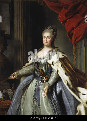 Ritratto di imperatrice Caterina II (1729-1796), 1780s. Artista: Rokotov, Fëdor Stepanovic (1735-1808) Foto Stock