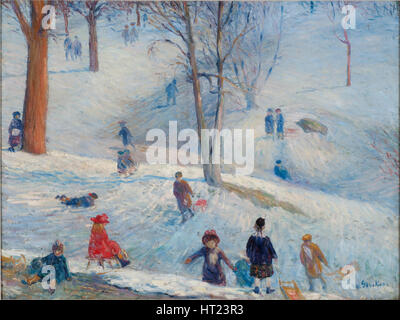 Slittino, Central Park, 1912. Artista: Glackens, William James (1870-1938) Foto Stock