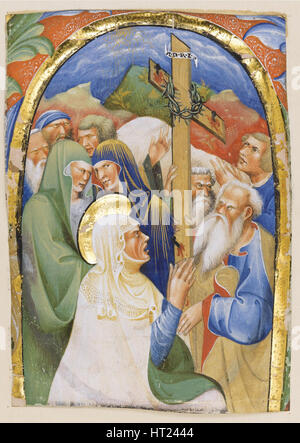 Il ritrovamento della Santa Croce. Da un manoscritto graduale, c.1420. Artista: Maestro di Murano graduale (active ca 1430-1460) Foto Stock