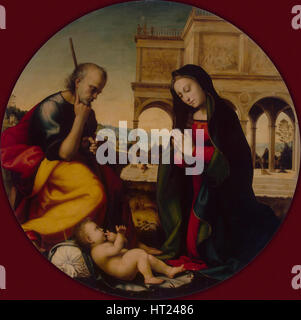 L adorazione del Cristo Bambino, c. 1500. Artista: Albertinelli, Mariotto (1474-1515) Foto Stock