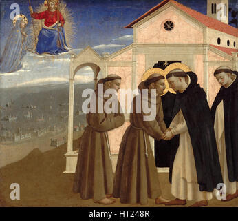 Incontro di san Francesco e di San Domenico (scene della vita di San Francesco di Assisi), ca 142 Artista: Angelico, Fra Giovanni da Fiesole (ca. 1 Foto Stock