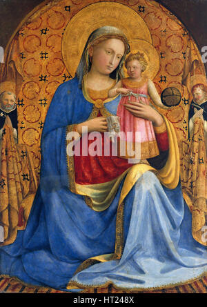 Madonna con il Bambino e i Santi Domenico e Pietro Martire (Madonna dell' Umilitá), ca. 1433. Artista: Angelico, Fra Giovanni da Fiesole (ca. 1400-1455) Foto Stock