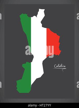 Calabria Mappa italiana con bandiera nazionale illustrazione Illustrazione Vettoriale