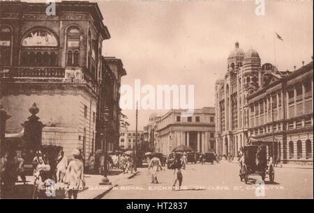 "Chartered Bank & Royal Exchange su Cleve St, Calcutta', C1900. Artista: sconosciuto. Foto Stock