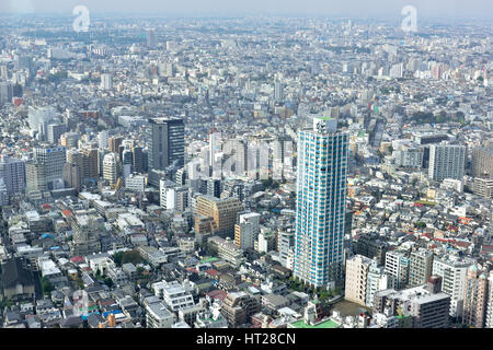 TOKYO, Giappone - 02 novembre 2014: Cityscape di Tokyo, la vista da Osservatore / Compilatore gratuito di Tokyo Metropolitan Government building al 45mo piano. Foto Stock