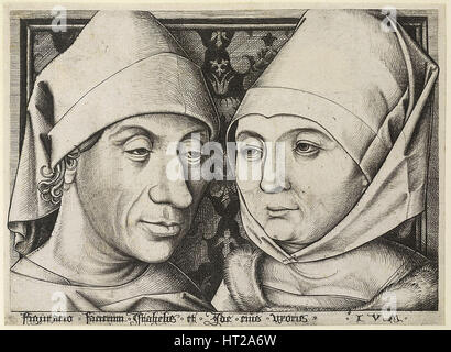 Autoritratto con la moglie Ida, c. 1490. Artista:, Meckenem Israhel van, il Giovane (1440-1503 ca) Foto Stock