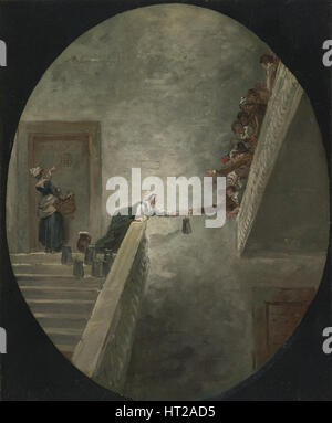 La distribuzione di latte alla prigione di Saint-Lazare, ca 1794. Artista: Robert, Hubert (1733-1808) Foto Stock