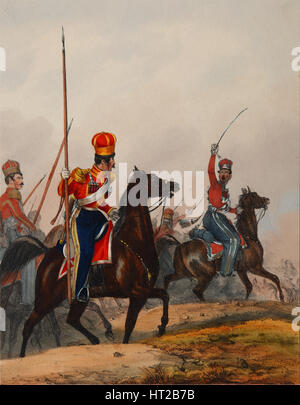 La Crimea Tatar Life Guard Squadron, 1840s. Artista: Eckert, Heinrich Ambros (1807-1840) Foto Stock