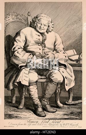 "Simone, Signore Lovat', 1746. Artista: William Hogarth. Foto Stock