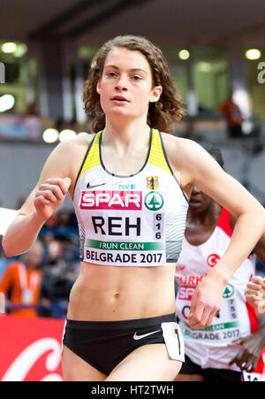 A Belgrado, in Serbia. 05 Mar, 2017. Alina Reh in Germania a 3000m donne finale del giorno tre del 2017 Europeo di Atletica Leggera Indoor campionati a Kombank Arena il 5 marzo 2017 a Belgrado in Serbia. Credito: Nikola Krstic/Alamy Live News Foto Stock