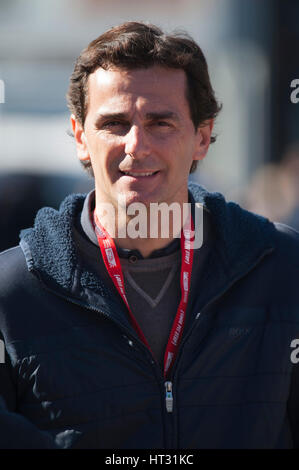 Barcellona, Spagna. 7 Mar, 2017. L'ex-pilota di Formula 1, Pedro de la Rosa (ESP) nel paddock durante il quinto giorno della prova di Formula 1 sul circuito di Catalunya. Credito: Pablo Freuku/Alamy Live News Foto Stock