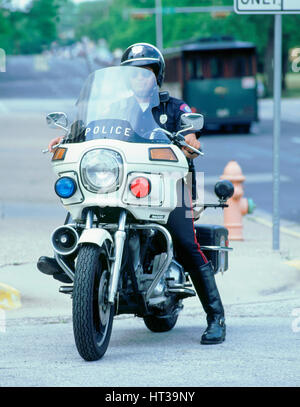 1992 Harley Davidson police bike. Artista: sconosciuto. Foto Stock