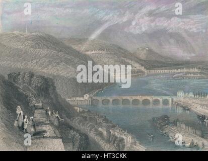 "Ponte di San Cloud da Sevres", 1835. Artista: S Fisher. Foto Stock