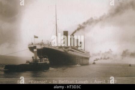 'S.S. Titanic - a Belfast Lough - Aprile 1912", 1912. Artista: sconosciuto. Foto Stock