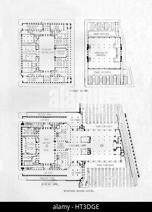 Sala di attesa a livello, Chicago Union Station, Illinois, 1926. Artista: sconosciuto. Foto Stock