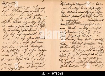 La terza e la quarta pagina di Franz Schubert's Diary, 1816 Artista: Franz Peter Schubert. Foto Stock