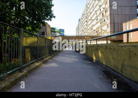 Un blocco di appartamenti del Consiglio nel Heygate Estate nel sud est di Londra. Essa è stata abbattuta tra il 2011 e il 2014. Foto Stock