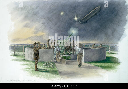 Lodge Hill batteria, cottura a zeppelin tedeschi durante la Prima Guerra Mondiale, c1910s, (c1980-2010). Artista: Peter Dunn. Foto Stock