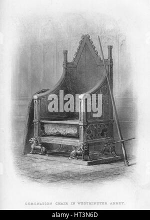 "Incoronazione sedia nella Westminster Abbey', 1859. Artista: sconosciuto. Foto Stock