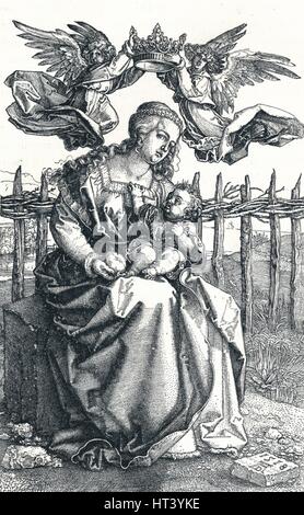 "La Vergine e il Bambino coronata da due angeli", 1518, (1906). Artista: Albrecht Dürer. Foto Stock