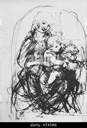 "Madonna con Bambino e un gatto', 1478-1481 (1945). Artista: Leonardo da Vinci. Foto Stock