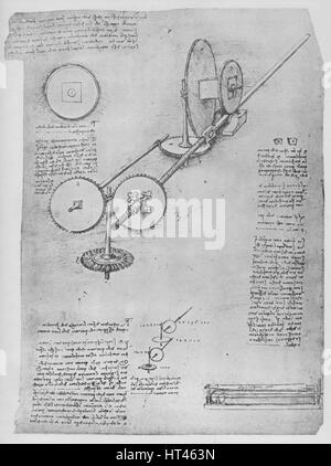 'Macchina per sagomare i tondini di ferro per la fabbricazione di Cannon", c1480 (1945). Artista: Leonardo da Vinci. Foto Stock