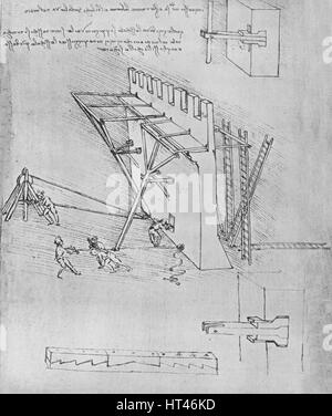 'Dispositivo per la repulsione di scale Scala', C1480 (1945). Artista: Leonardo da Vinci. Foto Stock