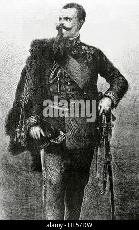 Vittorio Emanuele II (1820-1878). Re di Sardegna (1849-1861) e re d'Italia (1861-1878). Ritratto. Incisione. 'L'Univers Illustre", 1862. Foto Stock