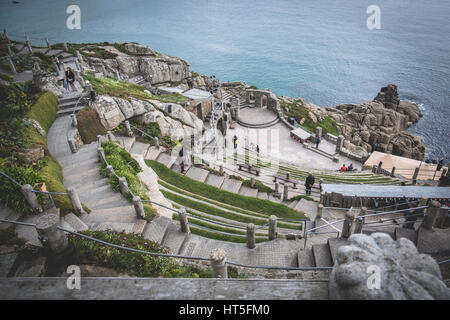 Il Minack Theatre al Porthcurno vicino a Penzance, Cornwall, Regno Unito Foto Stock