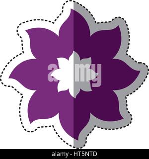 Fiore viola con sottolineato icona petali Illustrazione Vettoriale