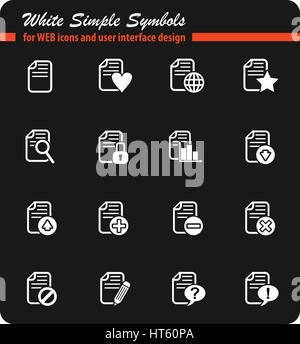 Documento semplicemente bianco simboli per web icone e la progettazione delle interfacce utente Illustrazione Vettoriale