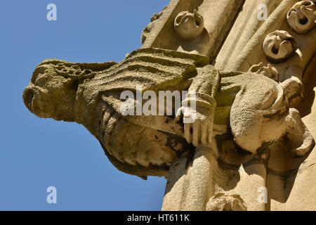 Weathered gargoyle di pietra sulla vecchia chiesa, Oxford Foto Stock