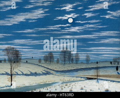 Scena invernale al chiaro di luna da Henry Farrer Foto Stock