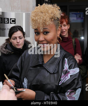 Emeli Sande visto alla BBC Radio Due Studios di Londra, Regno Unito, 4th, Mar 2017 Foto Stock