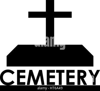 Icona cimitero illustrato su sfondo bianco in vettore Illustrazione Vettoriale