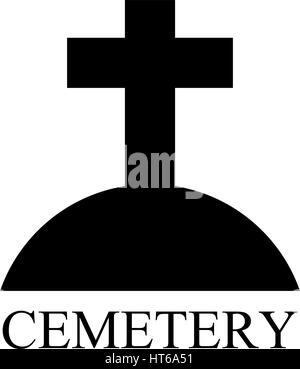 Icona cimitero illustrato su sfondo bianco in vettore Illustrazione Vettoriale