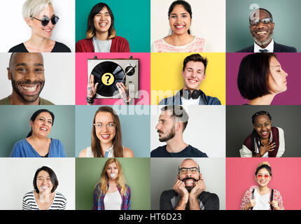 Diverse persone sorridenti felicità allegro concetto Foto Stock